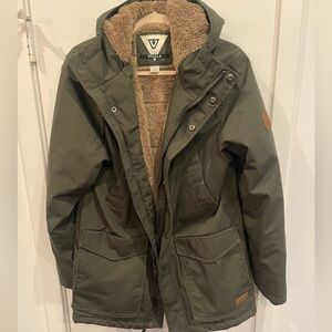 VISSLA Olive Green Fleece Lined Winter Parka